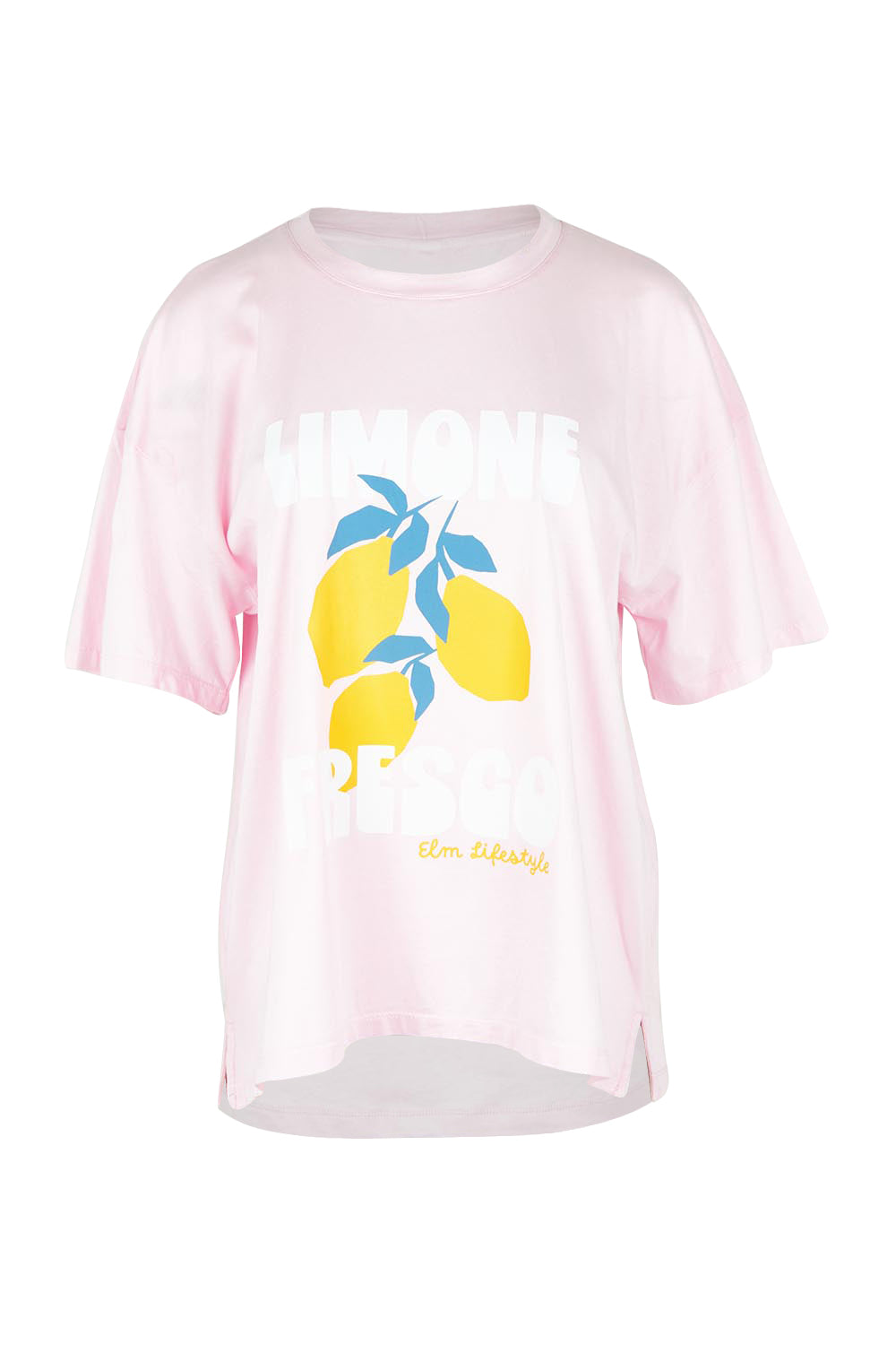 Product shot of the Limone Fresco Cotton Tee in colour Lightpink (Pink), from the front