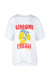 Product shot of the Limone Fresco Cotton Tee in colour White (White), from the front