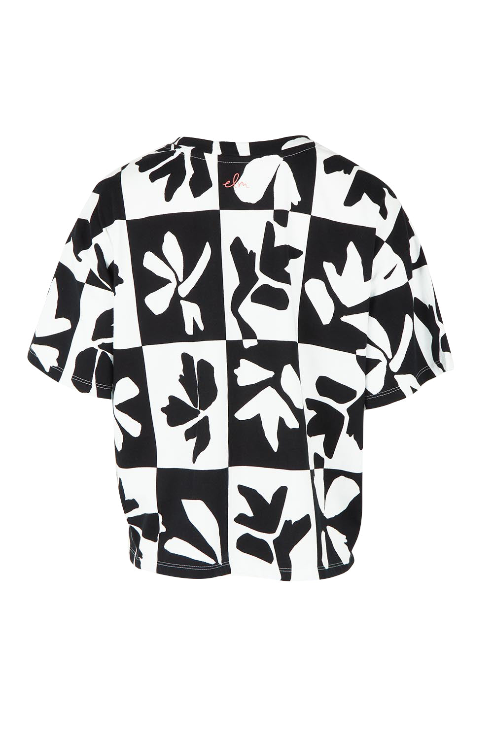 Product shot of the Splice Cotton Tee in colour Blackwhite, from the back