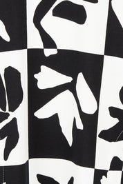 Product shot of the Splice Cotton Dress in colour Blackwhite, detail
