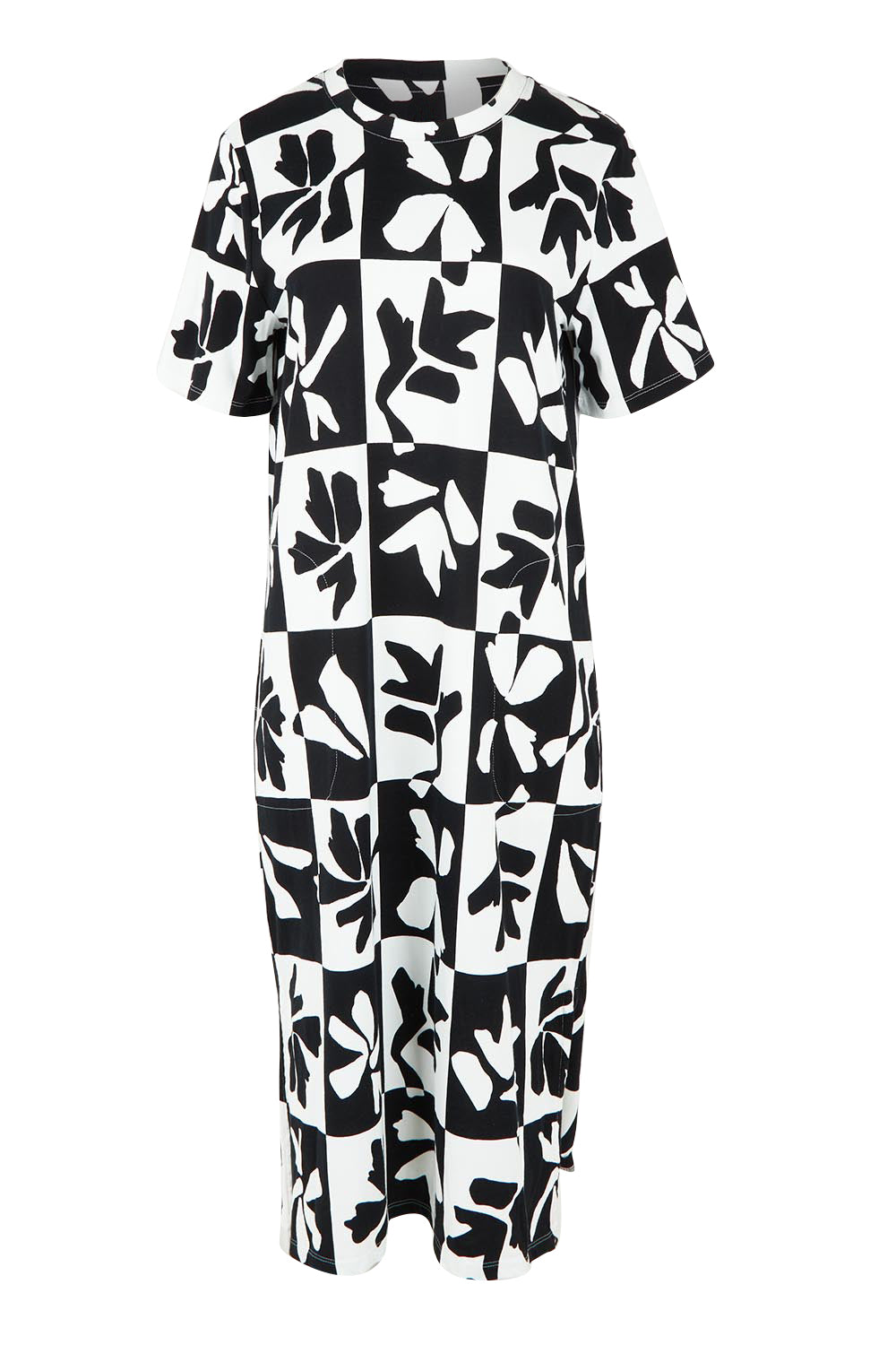 Product shot of the Splice Cotton Dress in colour Blackwhite, from the front