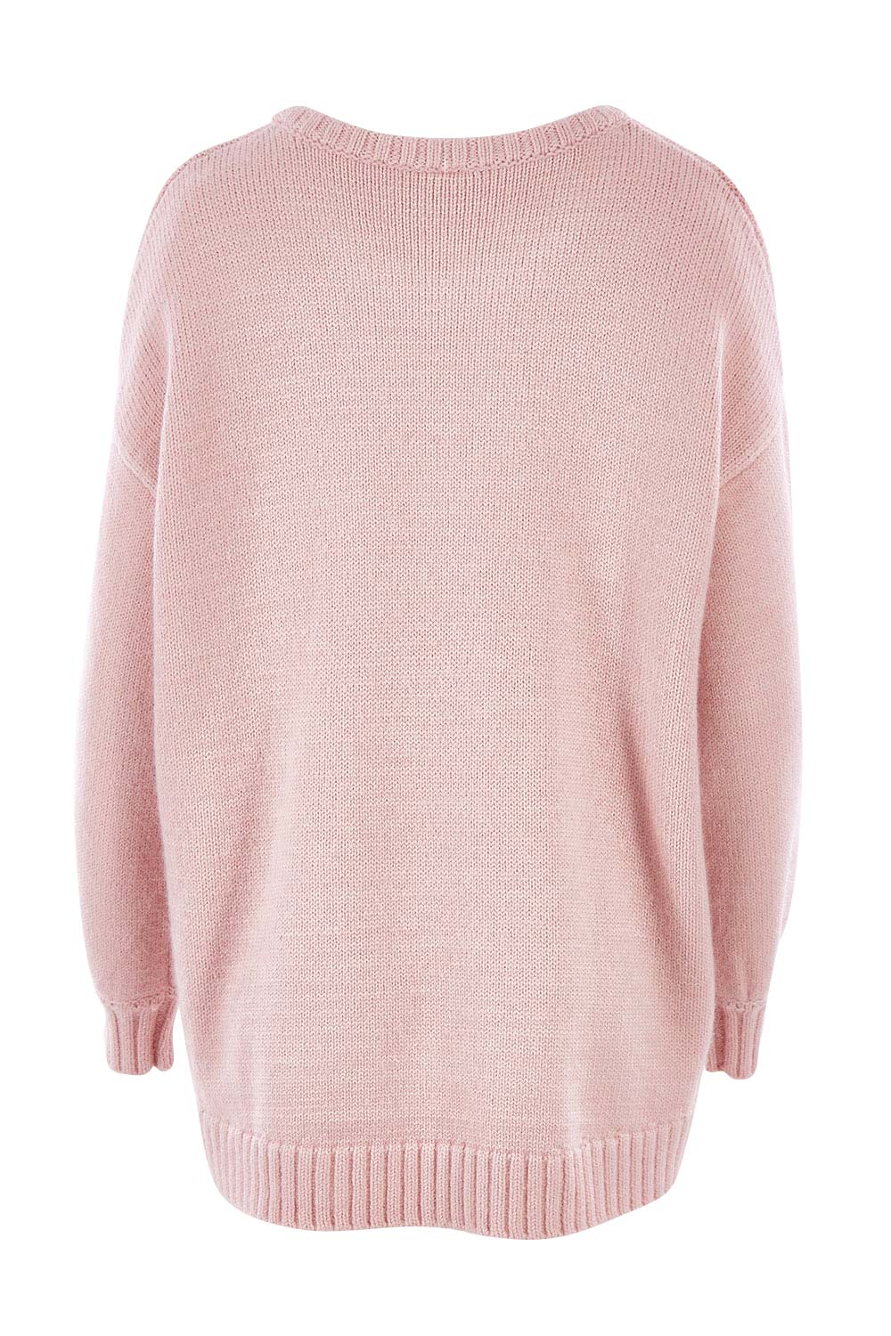 Product shot of the Spot The Difference Knit in colour Dpink (Pink), from the back