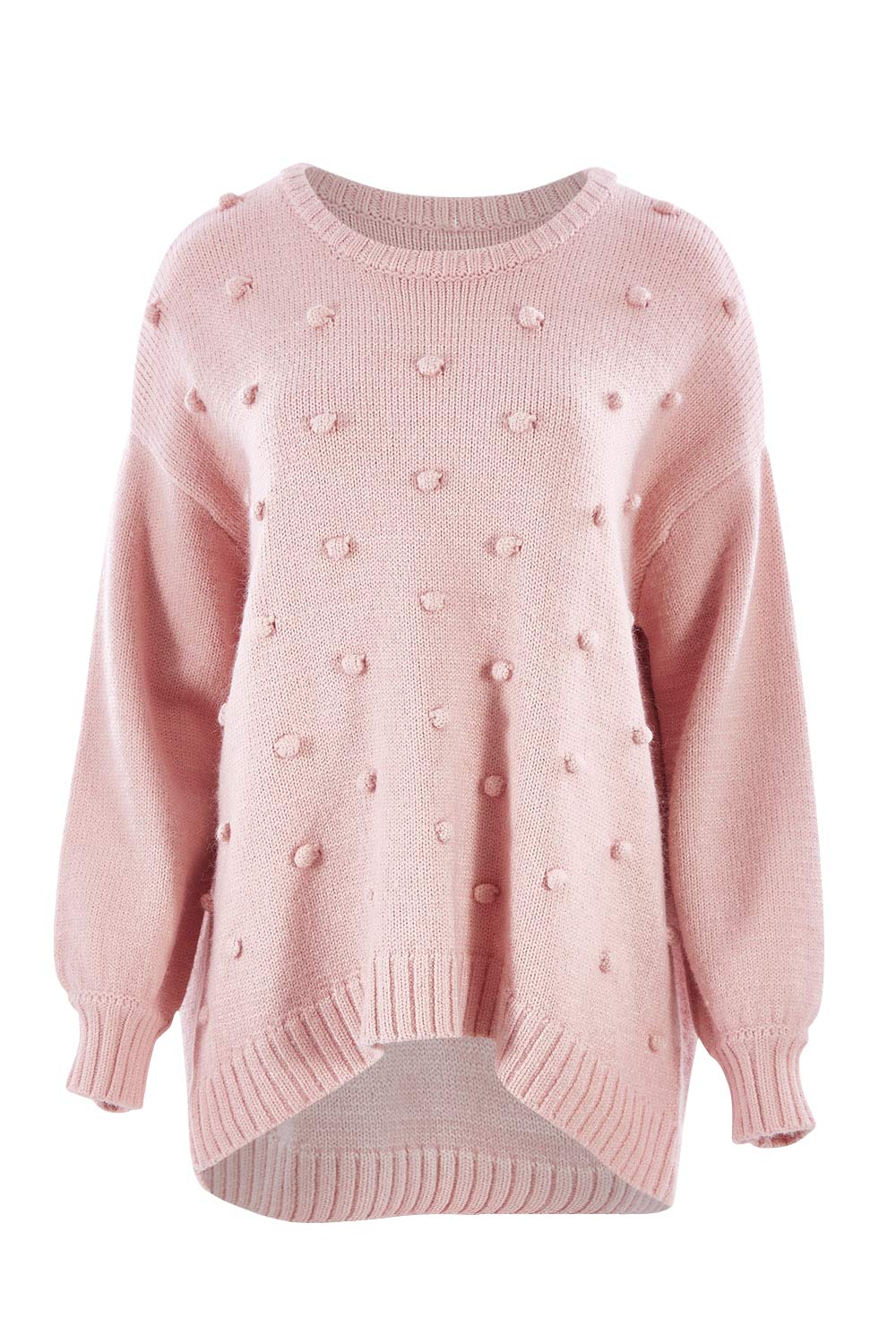 Product shot of the Spot The Difference Knit in colour Dpink (Pink), from the front