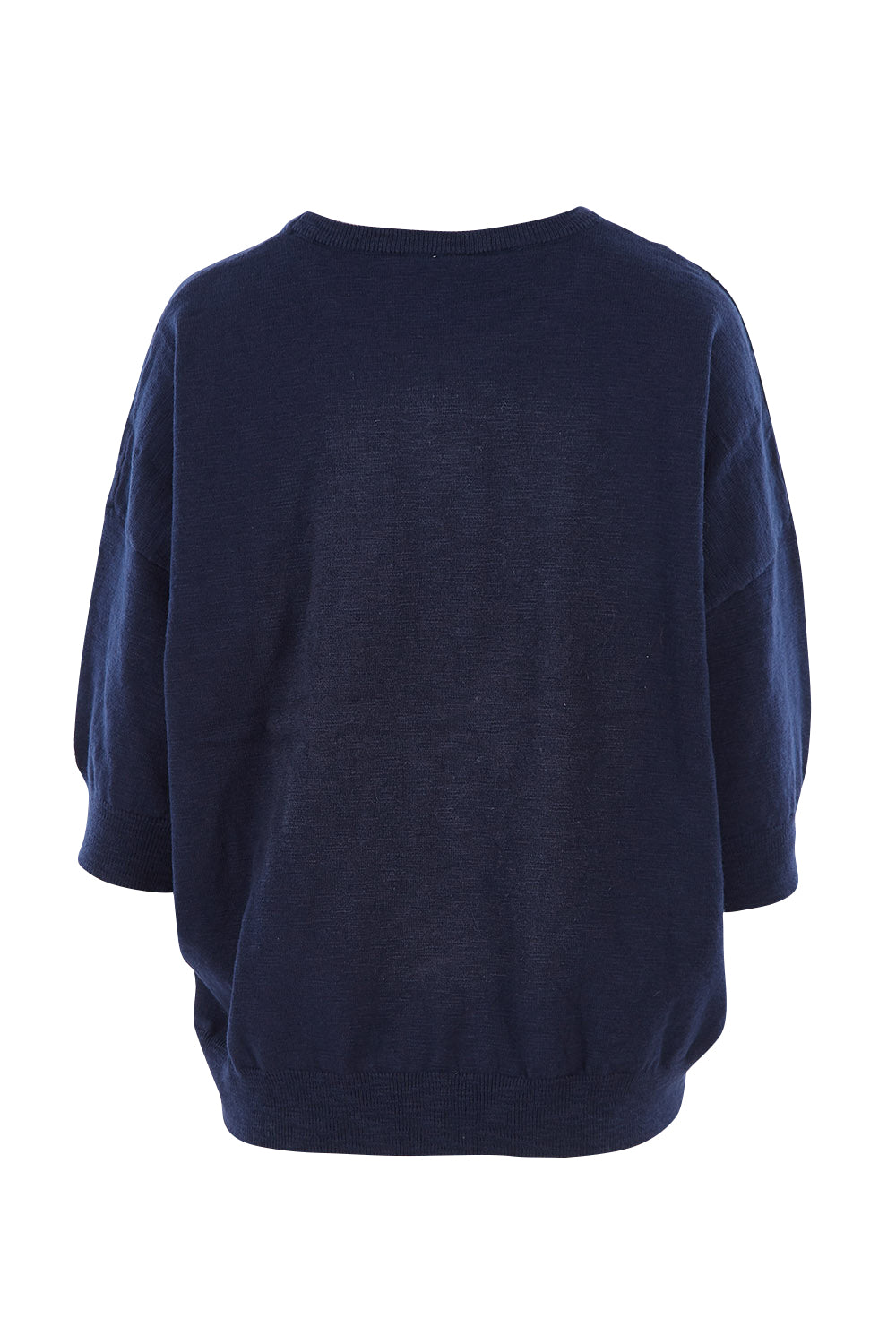 Product shot of the Elsie Knit in colour Dsapphire (Blue), from the back