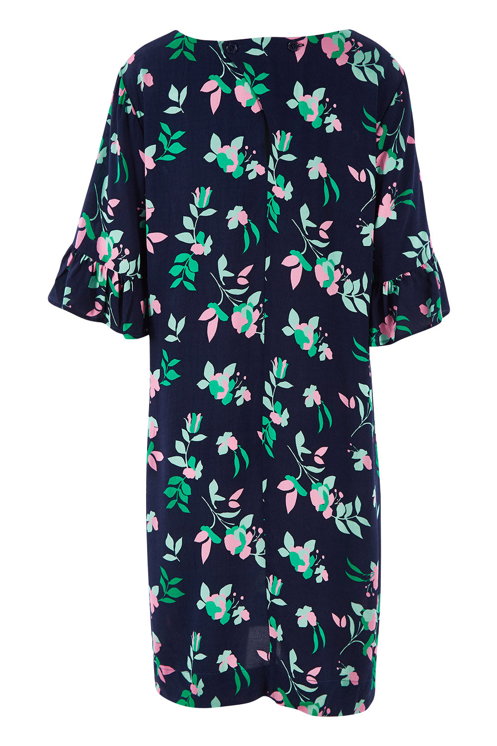 Product shot of the Magnolia Shift Dress in colour Navy (Blue), from the back