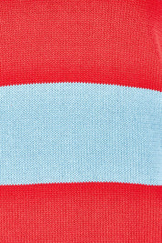 Product shot of the Striped Cotton Polo Knit in colour Brightred, detail