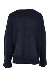 Product shot of the Lobster Intersaid Knit in colour Navy (Blue), from the back