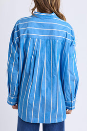 Mia Striped Cotton Shirt – Royalblue