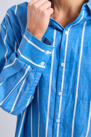 Mia Striped Cotton Shirt – Royalblue