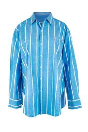 Mia Striped Cotton Shirt – Royalblue
