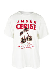 Product shot of the Amore Cerise Cotton Tee in colour Marshmello (White), from the front