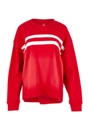 Product shot of the Amelie Crew in colour Cranberry (Red), from the front
