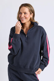 Lover 1/4 Zip Cotton Blend Sweater – Navy