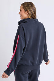 Lover 1/4 Zip Cotton Blend Sweater – Navy