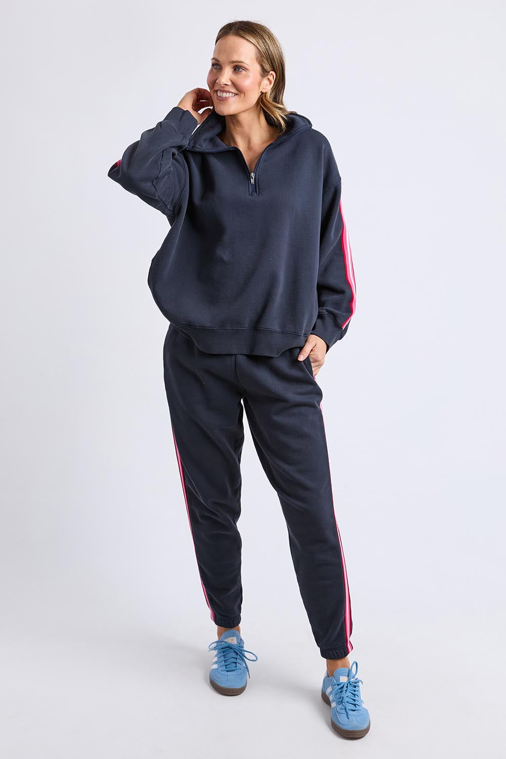 Lover 1/4 Zip Cotton Blend Sweater – Navy