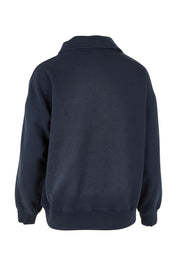 Lover 1/4 Zip Cotton Blend Sweater – Navy