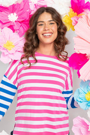 Rouge Stripe Cotton Long Sleeve Tee – Pinkwhite