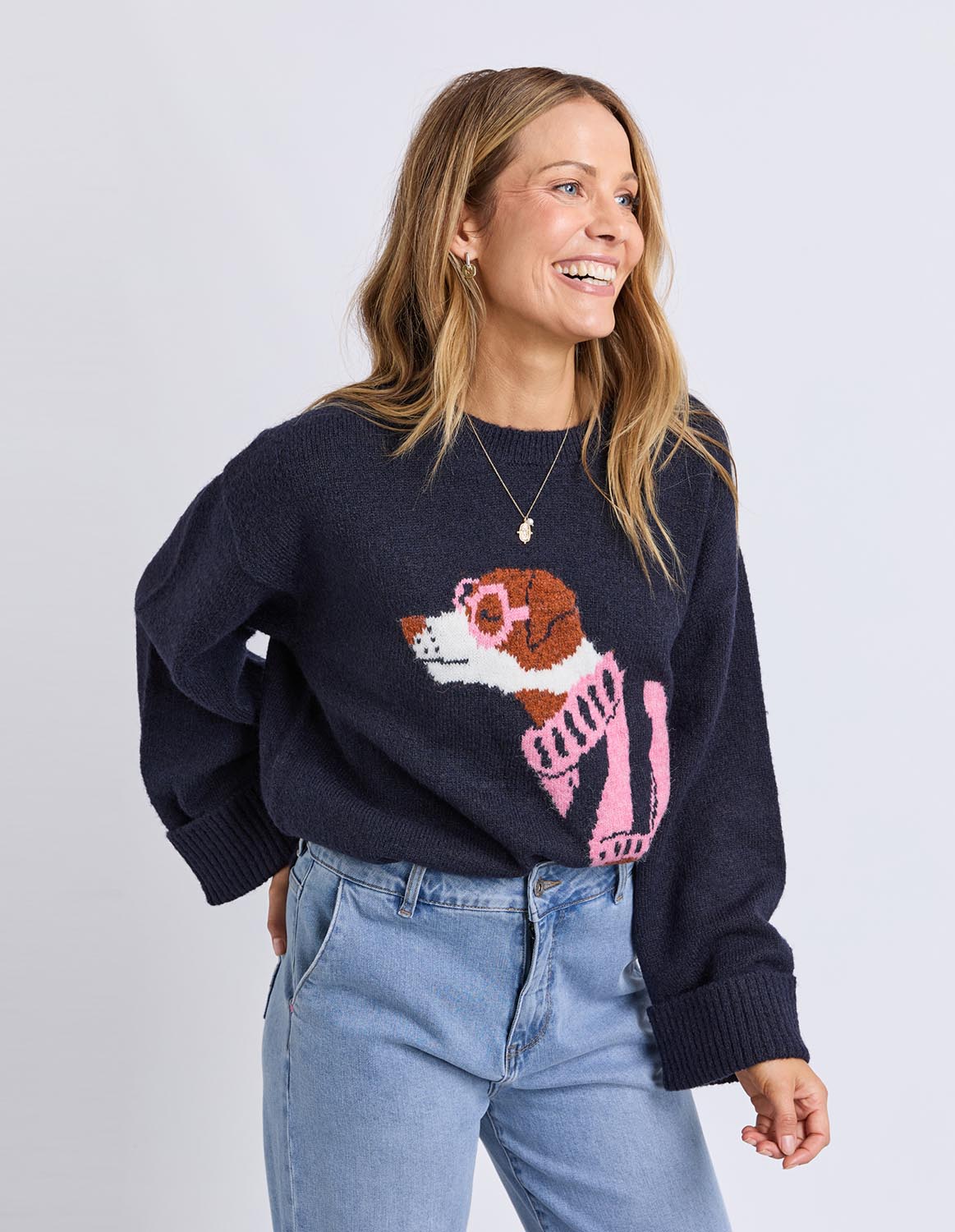 Annie Intarsia Knit – Navy