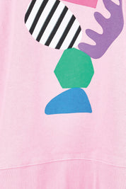 Product shot of the Deb McNaughton Cotton Blend Crew – Prettypink in colour Prettypink, showing detail