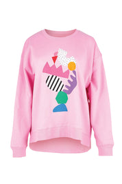 Product shot of the Deb McNaughton Cotton Blend Crew – Prettypink in colour Prettypink, from the front