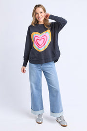 Model Genericm wearing size sample of the Flaming Heart Crew – Navy in colour Navy, from the front