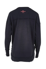 Product shot of the Flaming Heart Cotton Crew – Navy in colour Navy, from the back