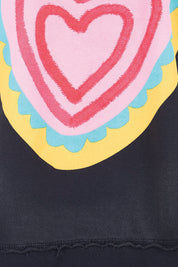 Product shot of the Flaming Heart Cotton Crew – Navy in colour Navy, showing detail