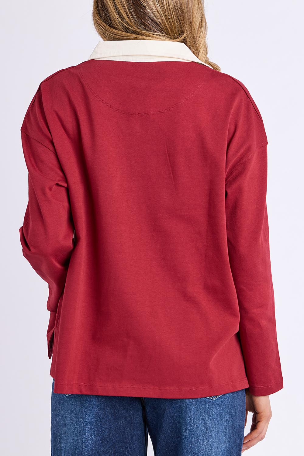 Maja Cotton Rugby Top – Maroon