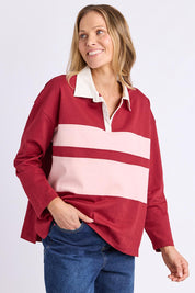 Maja Cotton Rugby Top – Maroon