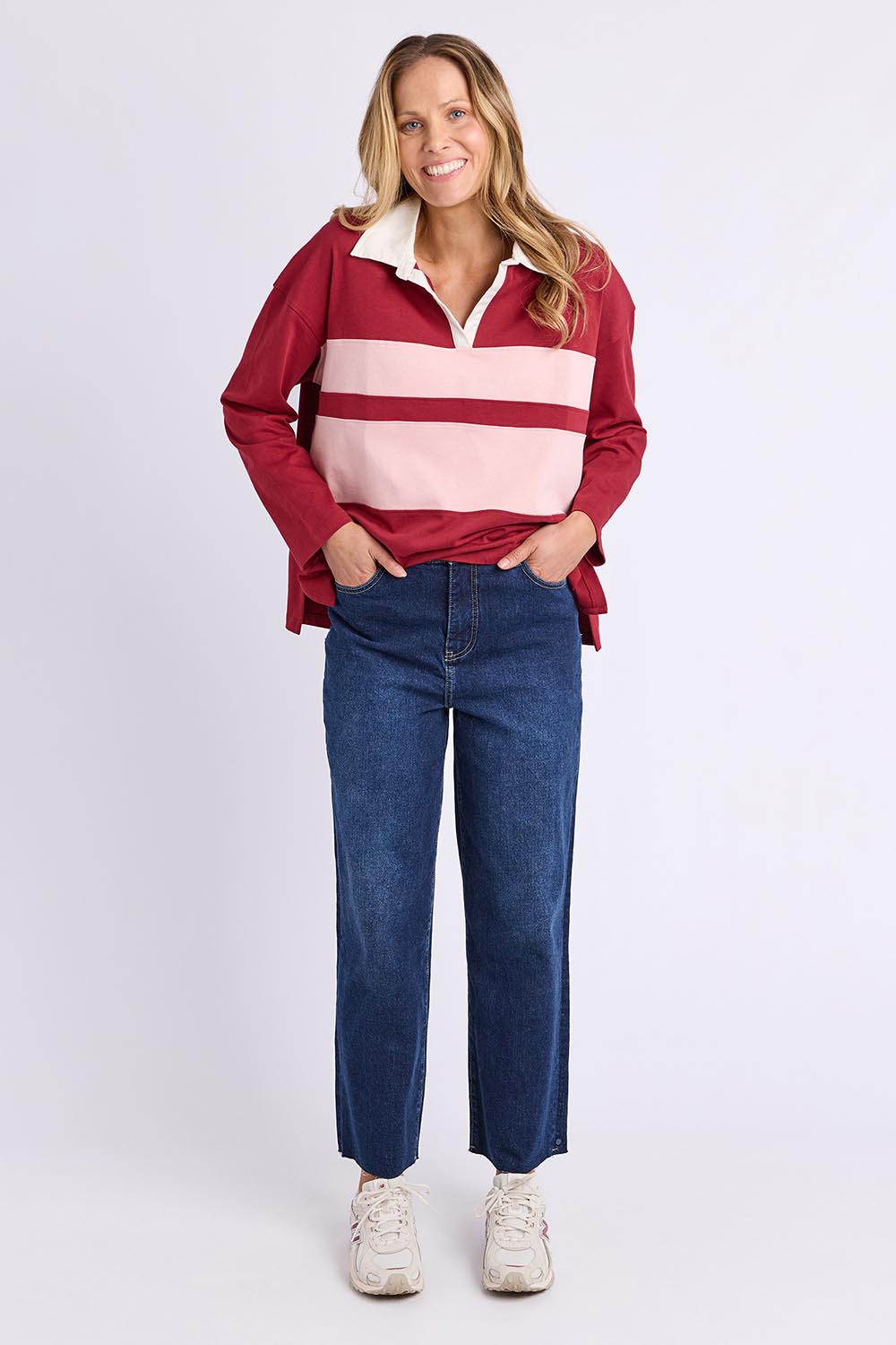 Maja Cotton Rugby Top – Maroon