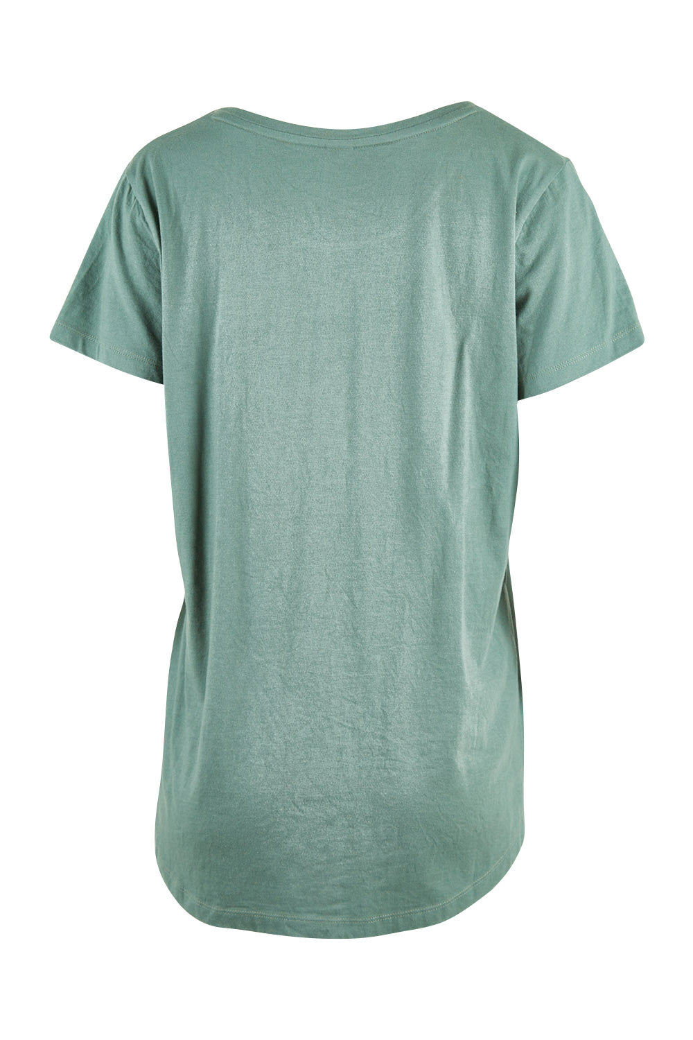Product shot of the Cross It Off SS Tee in colour Khaki (Green), from the back