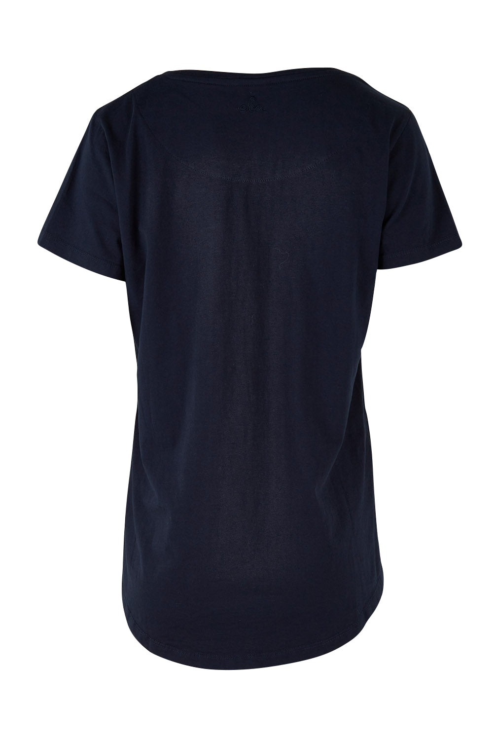 Product shot of the Crescent SS Tee in colour Navy (Green), from the back