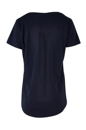 Product shot of the Crescent SS Tee in colour Navy (Green), from the back