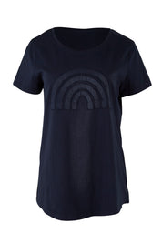 Product shot of the Crescent SS Tee in colour Navy (Green), from the front