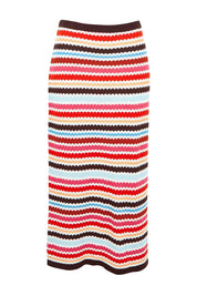 Product shot of the Retro Reef Knit Skirt – Multi in colour Multi, from the front