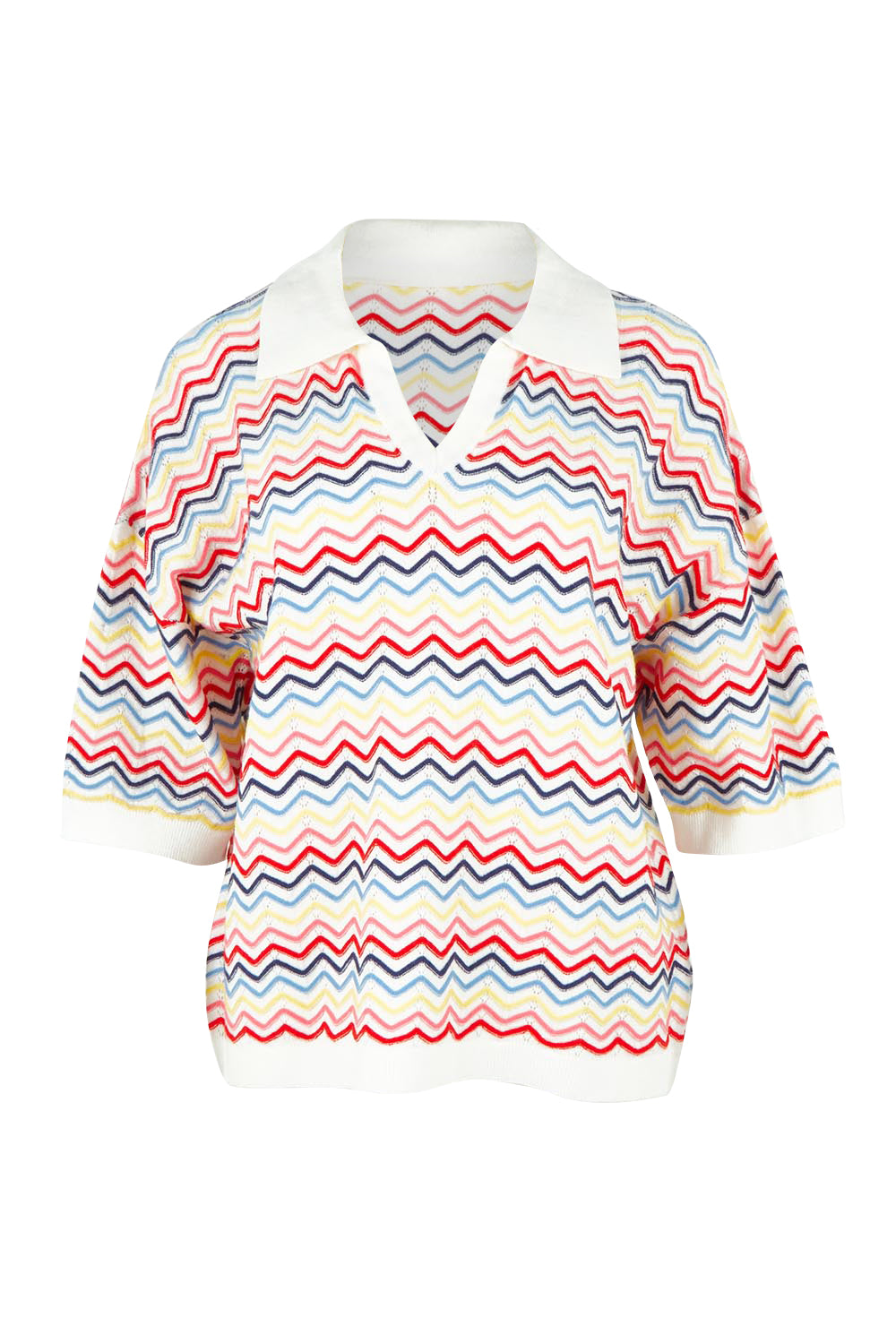 Product shot of the Market Morning Knit Polo – Multistrip in colour Multistrip, from the front
