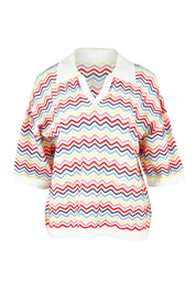 Product shot of the Market Morning Knit Polo – Multistrip in colour Multistrip, from the front