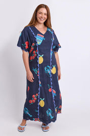 Model Genericm wearing size sample of the Market Dress – Navymarket in colour Navymarket, from the front