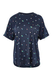 Product shot of the Festive Market Tee – Navy in colour Navy, from the front