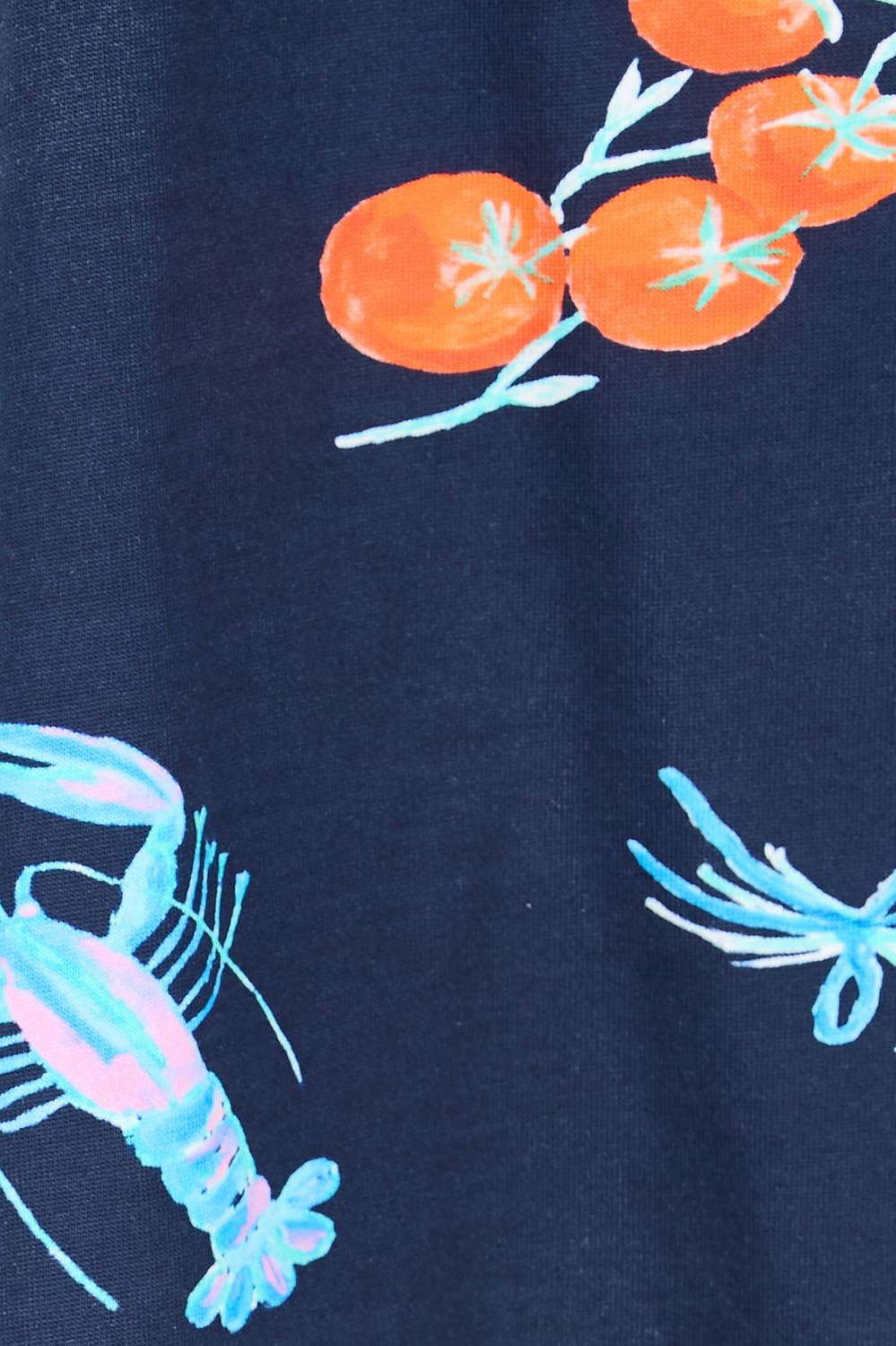 Product shot of the Market Tee – Navy in colour Navy, showing detail