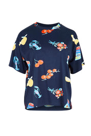 Product shot of the Market Tee – Navy in colour Navy, from the front