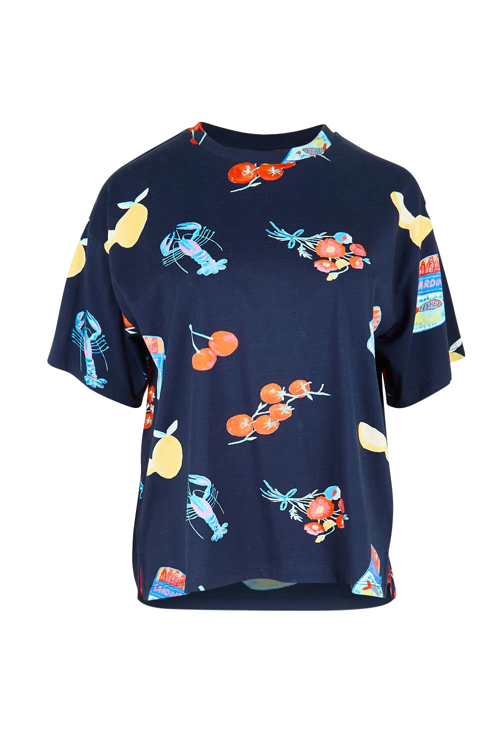 Product shot of the Market Tee – Navy in colour Navy, from the front