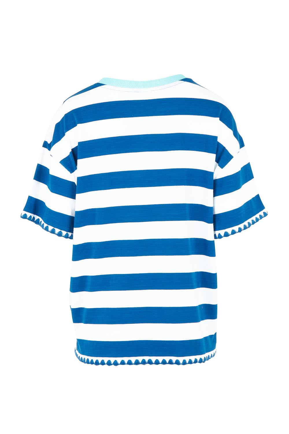 Product shot of the Cherry Tee – Chinablue in colour Chinablue, from the back