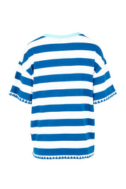 Product shot of the Cherry Tee – Chinablue in colour Chinablue, from the back