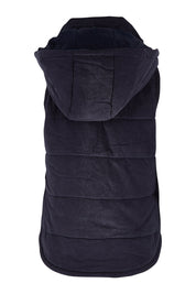 Product shot of the Cord Puffer Vest in colour Dsapphire (Blue), from the back