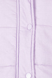 Product shot of the Cord Puffer Vest in colour Dustylila (Purple), detail