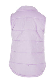 Product shot of the Cord Puffer Vest in colour Dustylila (Purple), detail