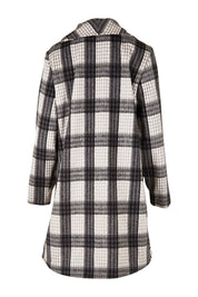 Product shot of the Cindy Check Coat in colour Charcoal (Grey), from the back
