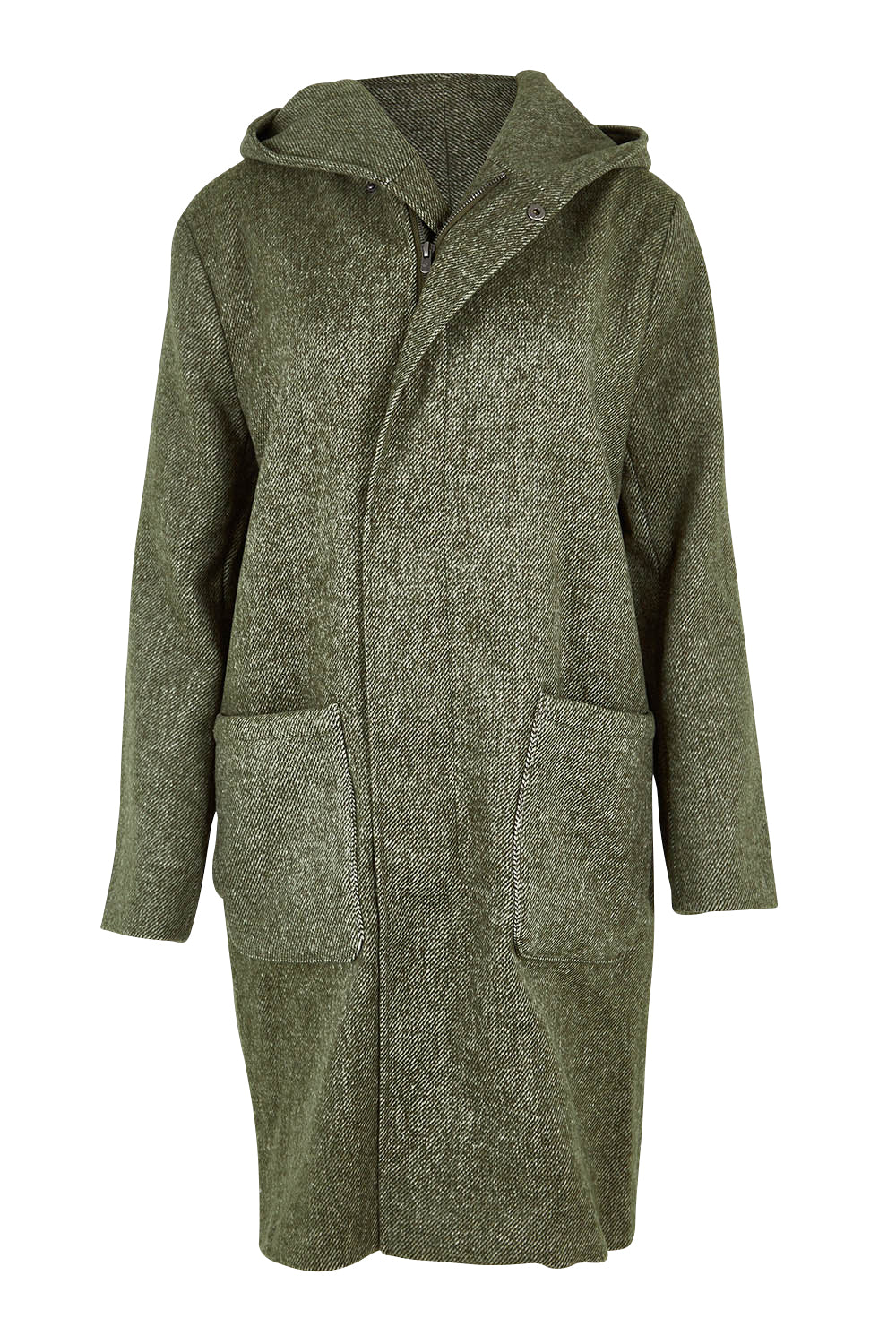 Product shot of the Jordan Coat in colour Clover (Green), from the front