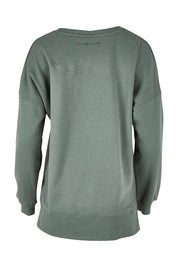 Product shot of the Laura Wombat Crew in colour Seapine (Green), from the back